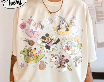 Retro Mickey and Friends Summer Vibes Comfort Colors Shirts, Mickey Mouse Beach Shirt, Disney Family Vacation Tee, Disney Trip 2026 Shirt