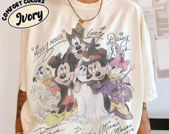 Vintage Comfort Colors Disney Halloween Shirt, Mickey and Friends Signature Spooky Season Tee, Disneyland Family Vacation Halloween Shirt