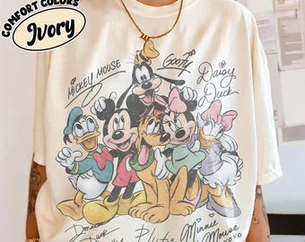 Comfort Colors® Retro Mickey And Friends Signatures Shirt, Disney Mouse Head Tee, Disneyland Family Trip 2026, Mickey & Co Gift, Disney Tee