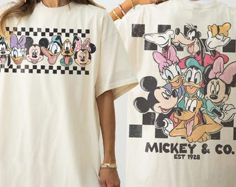 Vintage Mickey & Co Est 1928 Shirt, Mickey And Friends Shirt, Disney Family Vacation Checkered Shirt, Disneyland Shirts, Disney Trip Tee