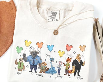 Disney Zootopia 2 Signatures Shirt, Judy Hopps Nick Gary Nibbles Bogo Shirt, Zootopia Mickey Balloons Tee, Disneyland Family Matching Shirts