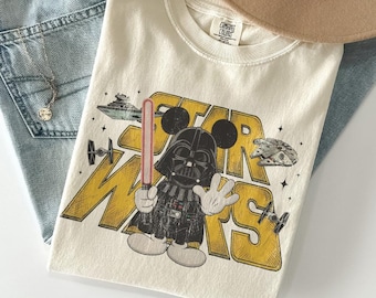 Comfort Colors Retro Disney Mickey Star Wars Shirt, Star Wars Darth Vader Shirt, Disney Mickey Mouse T-shirt, Disneyland Family Matching Tee