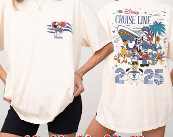 Custom Two Sided Disney Cruise Line 2025 Comfort Colors Shirt, Disney Cruise Shirt, Disney Custom Name Shirt, Disney Vacation 2025 Shirt