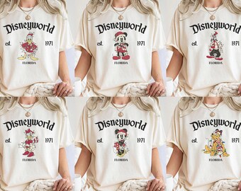 Mickey en vrienden Disneyworld Est 1971 Florida familie kerstshirt, bijpassende kerstshirts familie, Disneyworld kerst familieshirt