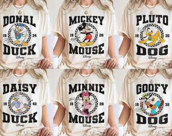 Mickey and Friends Vintage Comfort Colors T-shirt, bijpassend shirt voor familie-uitje voor Disneyland en Disney World, shirt Disney vakantiereis 2025