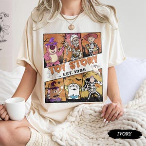 Comfort Colors Retro Toy Story Halloween Shirt, Buzz Lightyear Skeleton Woody Tee, Pixar Mummy Costume Shirt, Disneyland Halloween Trip 2025