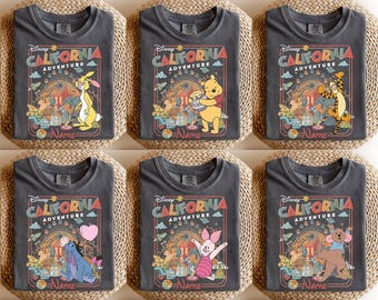 Retro gepersonaliseerd Disneyland California Adventure-shirt, Mickey & Friends Princess Baymax Toy Story-T-shirt, bijpassende shirts voor familie-uitje