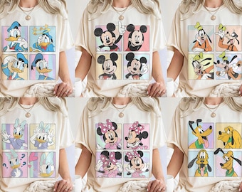Komfortfarben Mickey und Friends Kariertes Shirt, Disneyworld Familienurlaub Shirt, Disney Charaktere T-Shirt, Magic Kingdom Shirt, Disney T-Shirt