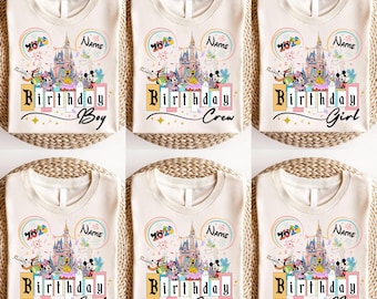 Personalisiertes Disney-Geburtstags-Shirt, Micky und Freunde-Geburtstags-T-Shirt, Geburtstagskind oder -jungen-Shirt, WWW Disneyland-Familienausflug-Party 2025