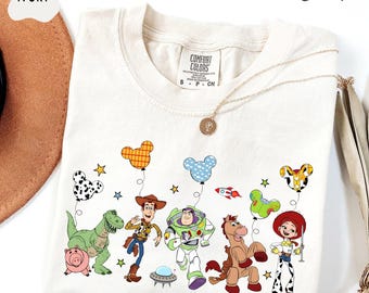 Camiseta con globos de Disney Toy Story, Disney World Toy Story, personajes de películas de Pixar, regalo para viajes familiares de Disney