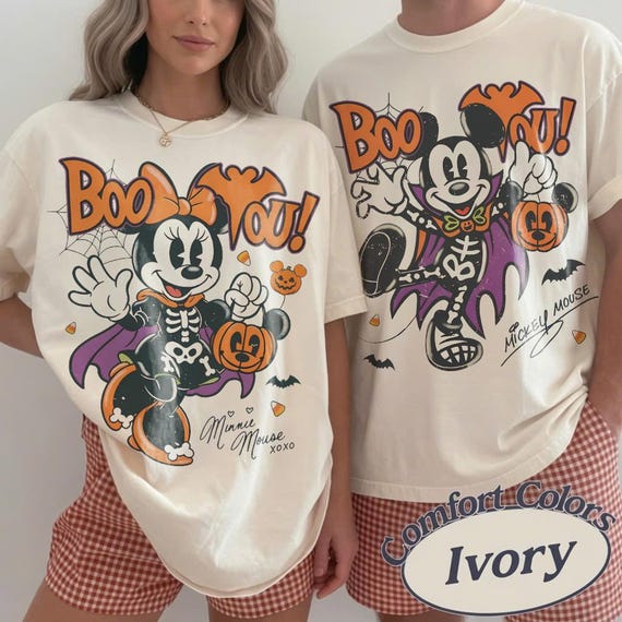 Retro Comfort Colors® Mickey Minnie Halloween Shirt, Boo Too You Tee, Mickey's Not So Scary Halloween Party Tee, Spooky Season Family Trip