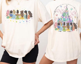 Retro Disney Prinzessin Shirt, Aquarell Prinzessin Shirt, Disney Trip Shirt, Prinzessin Schloss, Mädchen Reise Shirt, Disney World Urlaub Shirt