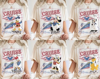 Personalisiertes Disney Cruise Line 2026-Shirt, Mickey & Friends Family Cruise Trip T-Shirt, Let’s Cruise Disney Wish Dream Magic Wonder Fantasy Tee