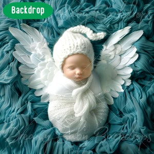 Newborn Digital Backdrop, Newborn Baby Angel Wings, Floral Composite digital background, Baby Prob Backdrop Photo, Studio Background