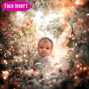Newborn Fairy Tale Digital Backdrop: Face Insert Photoshop Overlay (Digital Download)