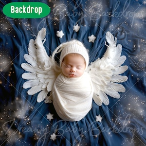 Newborn Digital Backdrop, Newborn Baby Angel Wings, Floral Composite digital background, Baby Prob Backdrop Photo, Studio Background