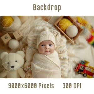 Newborn Digital Backdrop, Newborn Baby Vintage Toy Photography, Photoshop Composite Digital background, Baby Prob Backdrop Studio Background