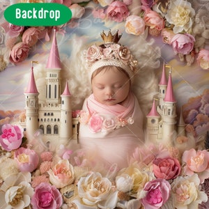 Newborn Digital Backdrop, Newborn Baby Princess Theme, Fantasy Composite digital background, Baby Prob Backdrop Photo, Studio Background