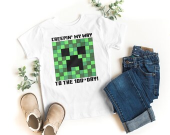 Maglia Minecraft Per Ragazzo, Verde Creeper, Manica Lunga, 100% Cotone, Taglie 6-12 Anni