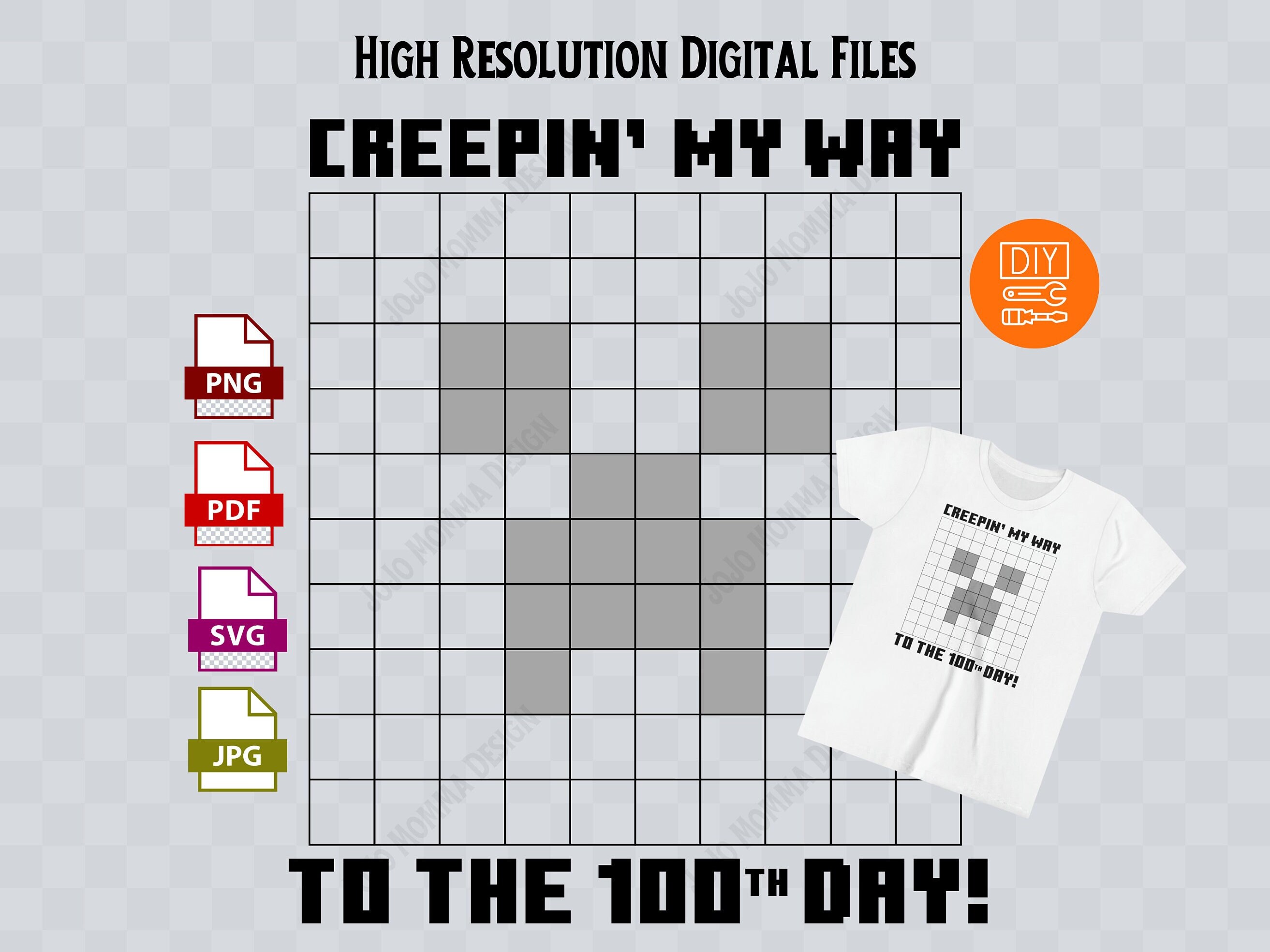 Printable DIY Minecraft Creeper Face Outline, 100 Days of School