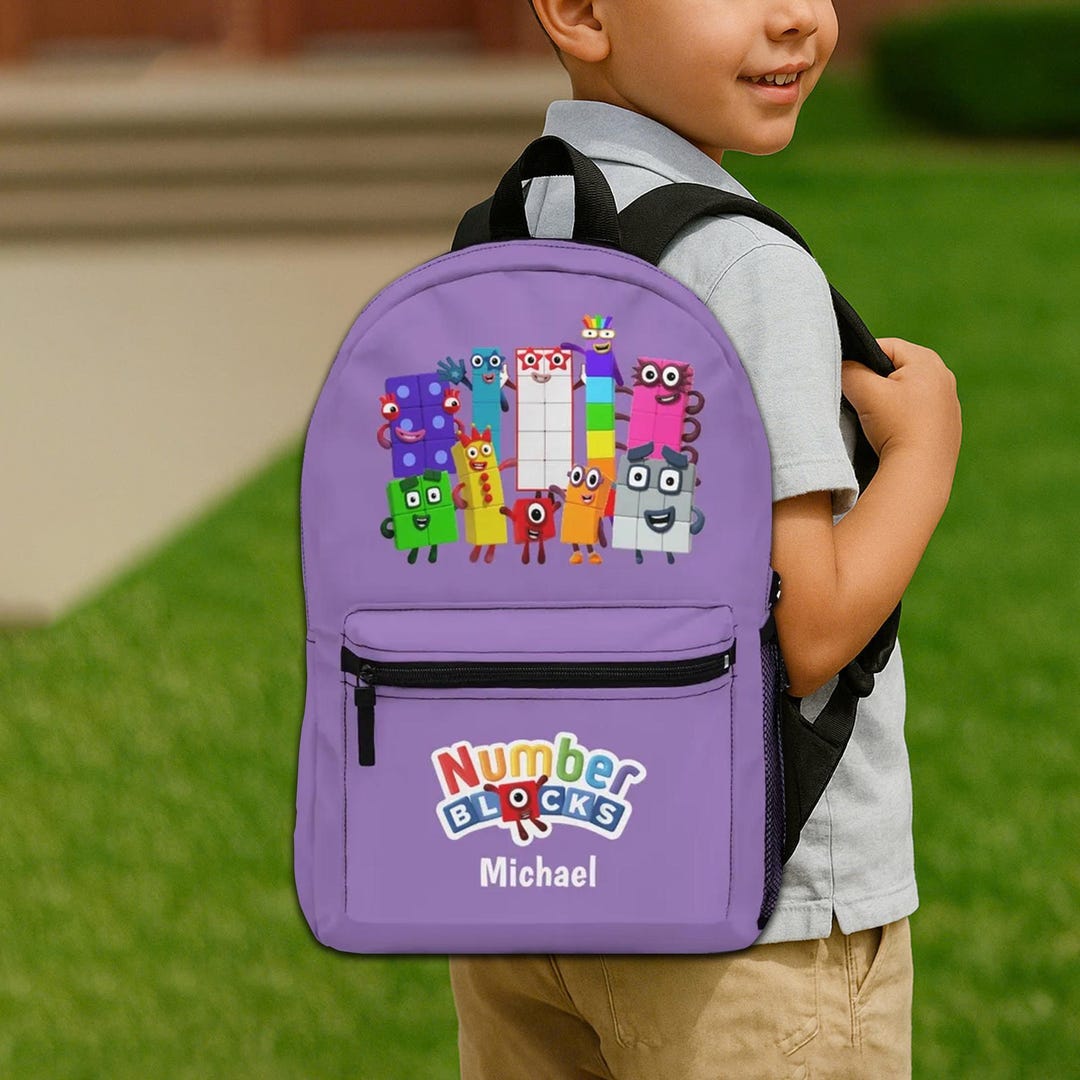 Personalized Numberblocks Backpack for Kids, Custom Name Purple School ...