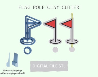 Golf Flag Post Polymer Clay Cutter Digital STL File, Polymer Clay Earring, Golf Lover Gift, Clay Crafts, 3D Printer File, STL File