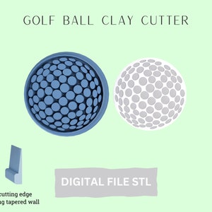 Golf Ball Polymer Clay Cutter Digital STL File, Polymer Clay Earring, Golf Lover Gift, Golf Earring, Clay Crafts, 3D Printer File, STL File