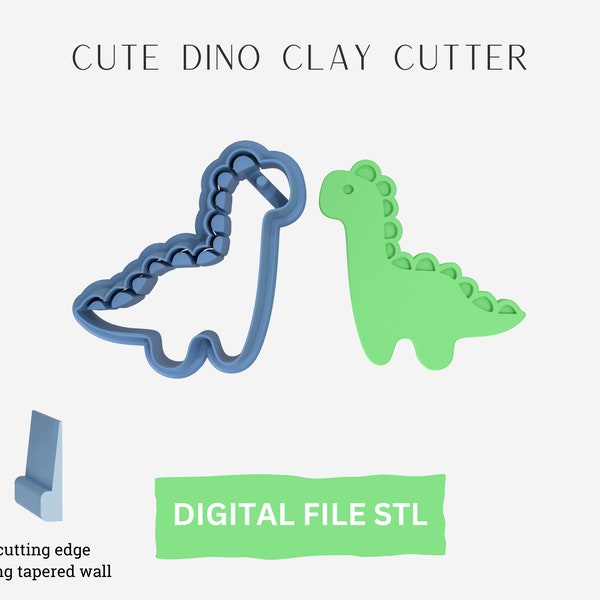 Cute Dinosaur Clay Cutter Digital STL File, Polymer Clay Earring, Dinosaur Gift, Dino Lover Gift, Clay Crafts, 3D Printer File, Dino Earring