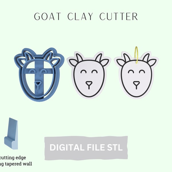 Cute Goat Clay Cutter Digital STL File, Polymer Clay Earring, Goat Gift, Goat Lover Gift, Clay Crafts, 3D Printer File, Goat Earring