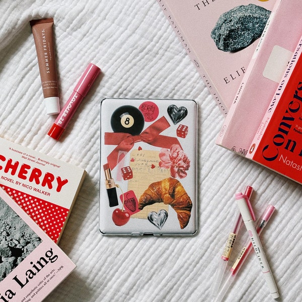 Girly Kindle-insert | Ontwerp met roze strik en harten | Digitale downloadknipsel | Kindle Paperwhite 11e generatie | Valentijnsdag Kindle-accessoire