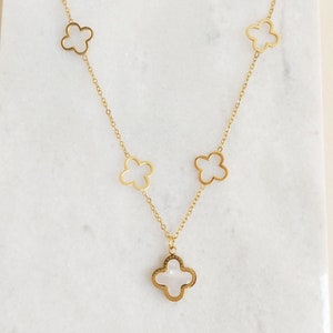 Stainless steel  18K Gold Plated Clover Necklace, 4 Leaf Clover Necklace, Reversible Four Leaf Clover Necklace, Christmas Gift, Gift for Her