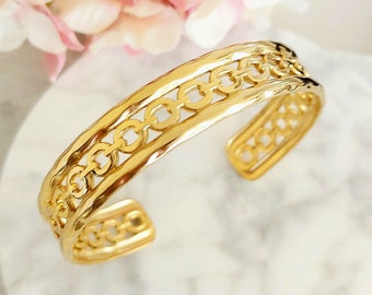 Brazalete chapado en oro de 18 quilates, joyería de acero inoxidable