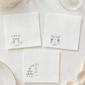 Serviettes de cocktail personnalisées pour mariage | Tour de champagne, Martini et Toast | Serviettes de réception personnalisées | Décoration de bar de mariage