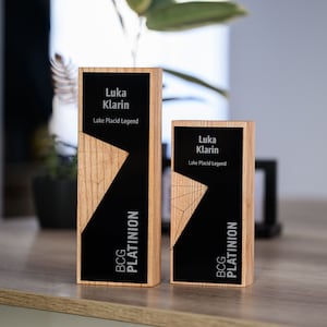 Engraved Oak & Acrylic Award: Custom Corporate Recognition Plaque