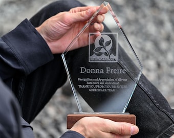 Custom Crystal Award: Engraved Corporate Recognition Plaque