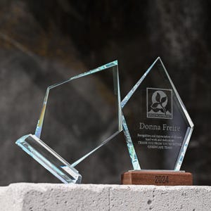 Personalized Crystal Diamond Trophy | Custom Engraved Recognition Award for Manager or Retirement