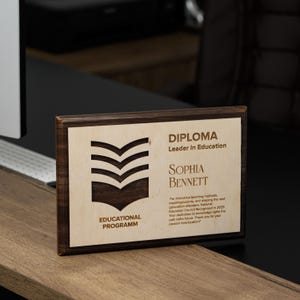 Custom Corporate Award Plaque – Personalized Wood Trophy – Employee Recognition Gift – Business Award