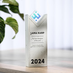 Custom Wood and Gypsum Trophy | Personalized Corporate Award for Recognition & Service Milestones