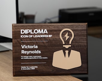 Premio aziendale personalizzato / Targa in legno e oro / Regalo di riconoscimento aziendale personalizzato