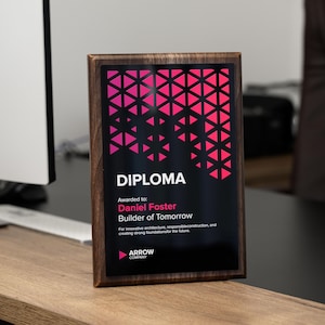 Custom Acrylic and Wood Award | Personalized Corporate Trophy | Employee Recognition Plaque