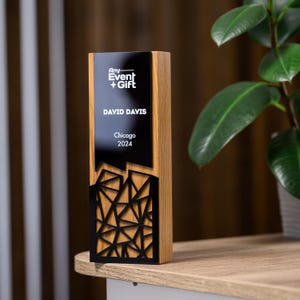Personalized Сorporate Gift - Custom Recognition Award, Modern Personalized Wooden Trophy, Unique Office Award - Gift for Business Partner