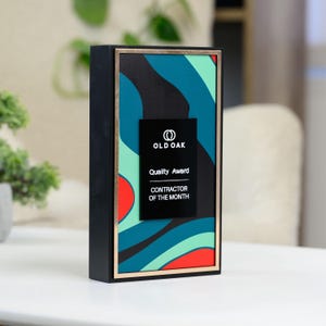 Custom Wooden Trophy with UV Print – Personalized Engraved Plaque, Colorful Award for Achievements, Unique Recognition Gift