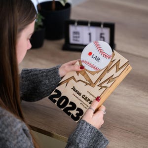 Custom Wooden Baseball Trophy | Personalized Sport Award Plaque for Best Player Recognition