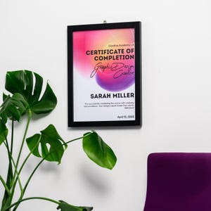 Gerahmter Diplom-Holzrahmen für Grafikdesigner-Zertifikat, Kursabschlusspreis, Kunstschulabschluss-Geschenkdekor