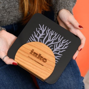 Semicircular wooden award with acrylic, personalized corporate award, acrylic custom trophies, business recognition