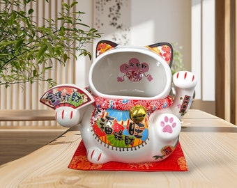 Chat porte-bonheur Maneki Neko | Statue Feng Shui en céramique | Cadeau pour la décoration intérieure | Cadeau de pendaison de crémaillère | Cadeau pour une nouvelle entreprise | Nouveau design 2025