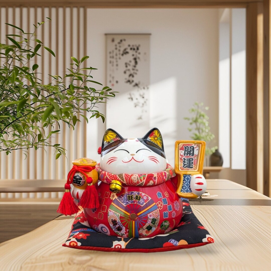 招き猫 幸運の猫 | 陶器製風水像 | ご自宅の装飾ギフト | 新築祝い