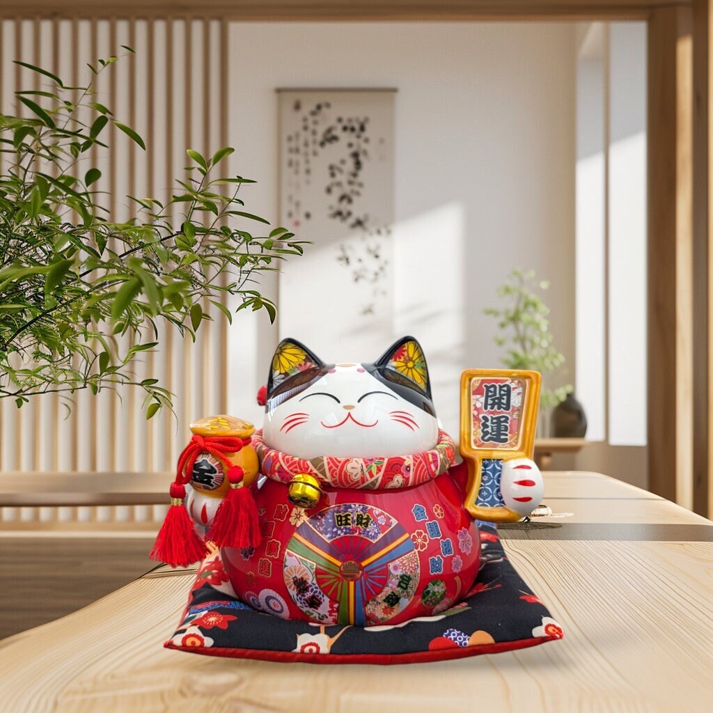 招き猫 幸運の猫 | 陶器製風水像 | ご自宅の装飾ギフト | 新築祝い