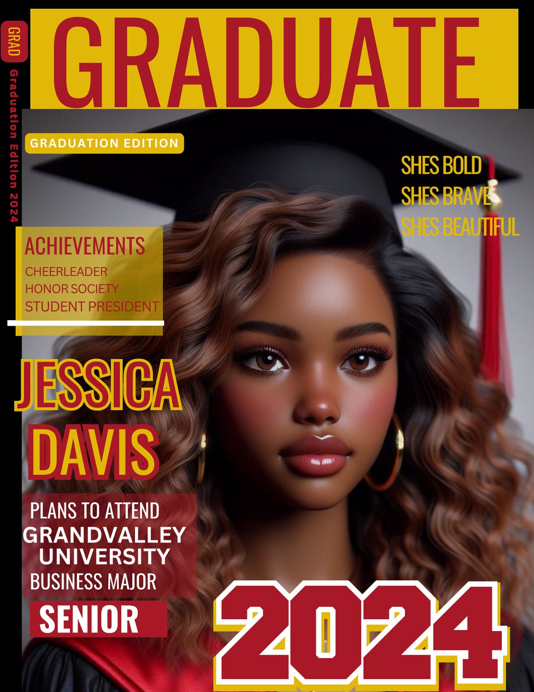EDITABLE Graduation Magazinetemplate-100% Editable Magazine Cover- PDF ...