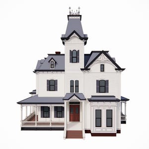 Victorian House 3D Model - Elegant Massive 3 story with a mini tower - SketchUp Only - Instant Download